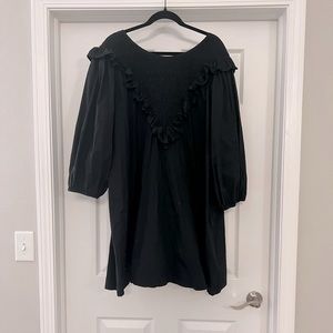 H&M A Line Black Dress with detailed collar